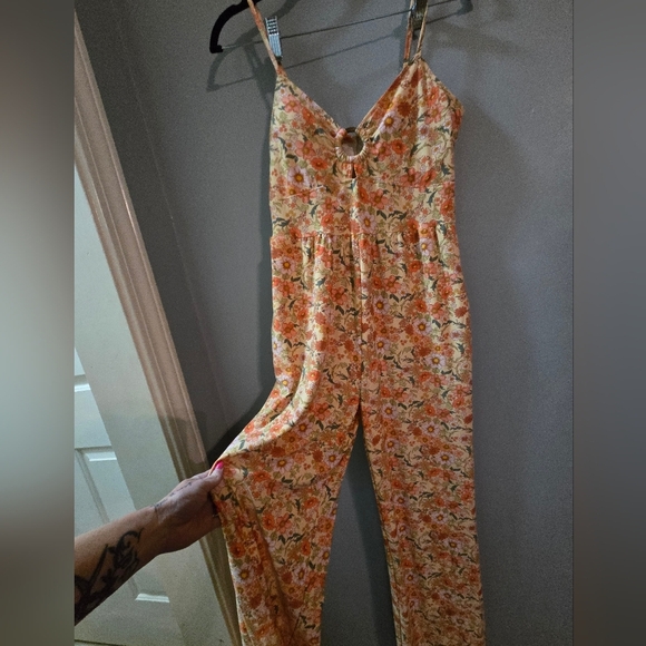 Small Floral Jumpsuit Flowy Wide Legged Y2k 90s Fall Vintage Inspired Hippie - Picture 4 of 5
